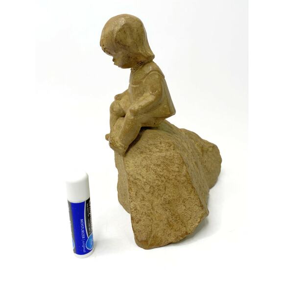 Haeger Pottery M Strubel Figurine Child Sitting on Rock Made in America - Picture 8 of 8